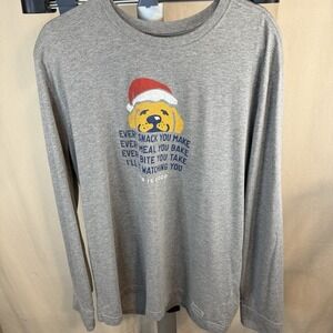 Life Is Good Shirt Holiday Men's Large Crusher Tee Man's Best Friend Gray Dog